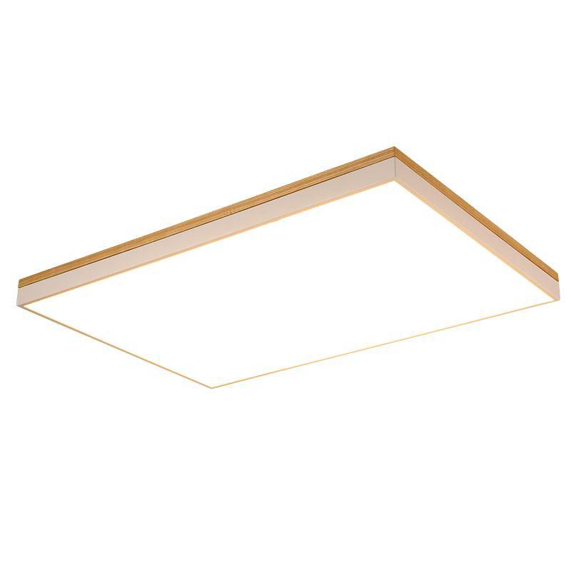 Rectangular wood and metal LED ceiling light Illumination