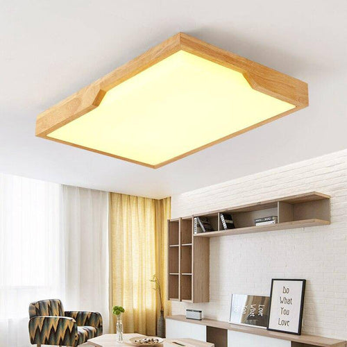 Rectangular wooden ceiling lamp with LED Tatami
