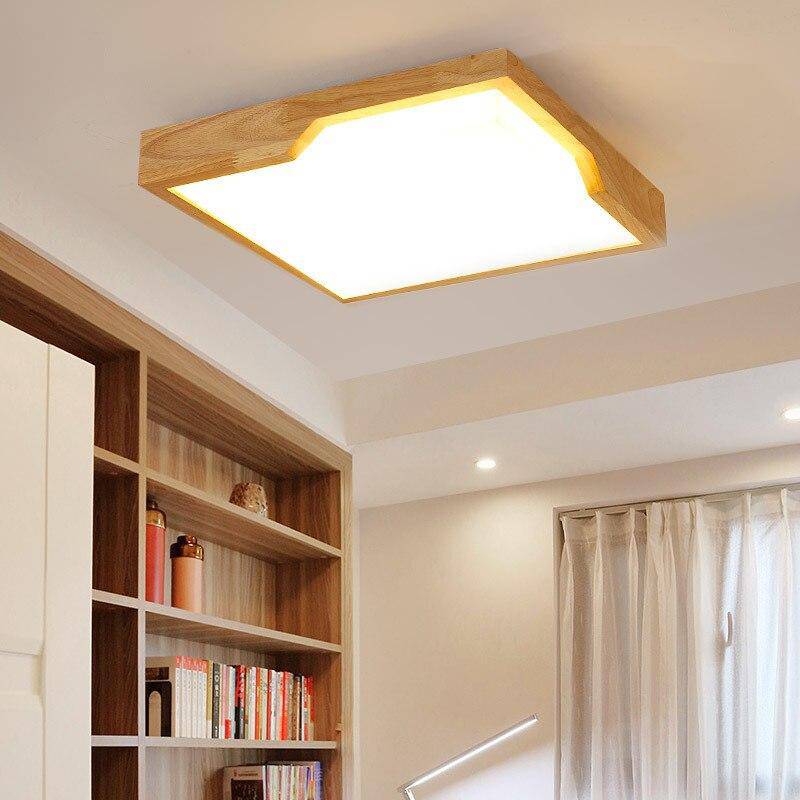 Lámpara de techo rectangular de madera con LED Tatami