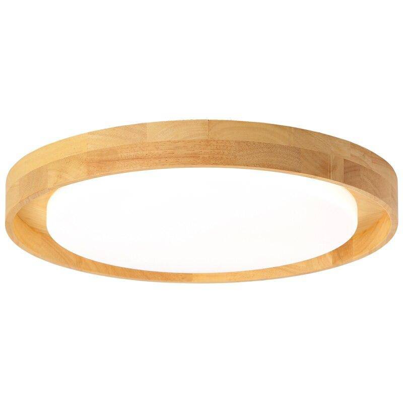 Wooden ceiling lamp with round LED design Solid