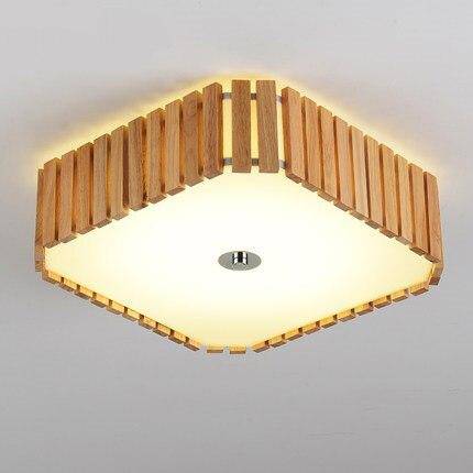 Square LED wooden ceiling light with rounded edges Simple