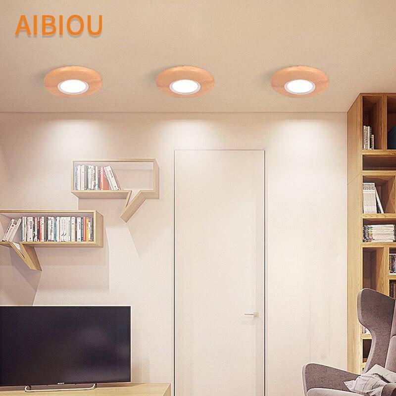 Plafonnier à LED spot en bois Aibiou - vue 4 sur 11