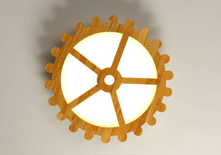 Plafonnier LED horloge en bois