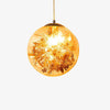 Suspension design LED boule en verre avec feuilles chromées intérieur