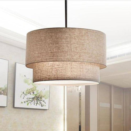 pendant light Cylindrical LED in fabric Foyer