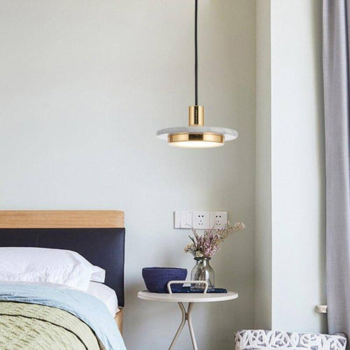 Suspension design en verre et style marbre Line - vue 9 sur 9
