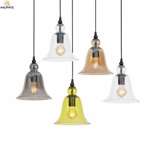 pendant light bell-shaped glass, colored