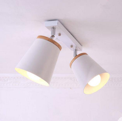 LED ceiling light with Spotlights metal and wood