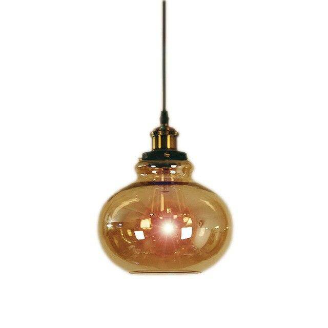 Suspension ovale en verre ambré European