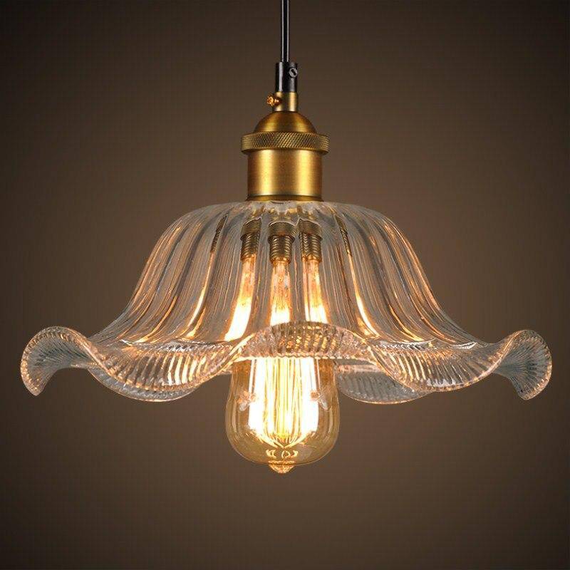 Suspension en verre et base doré Vintage - vue 3 sur 5