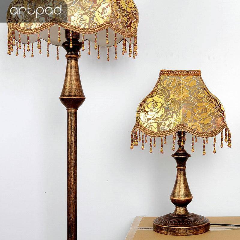 Floor lamp LED lampshade fabric on stand