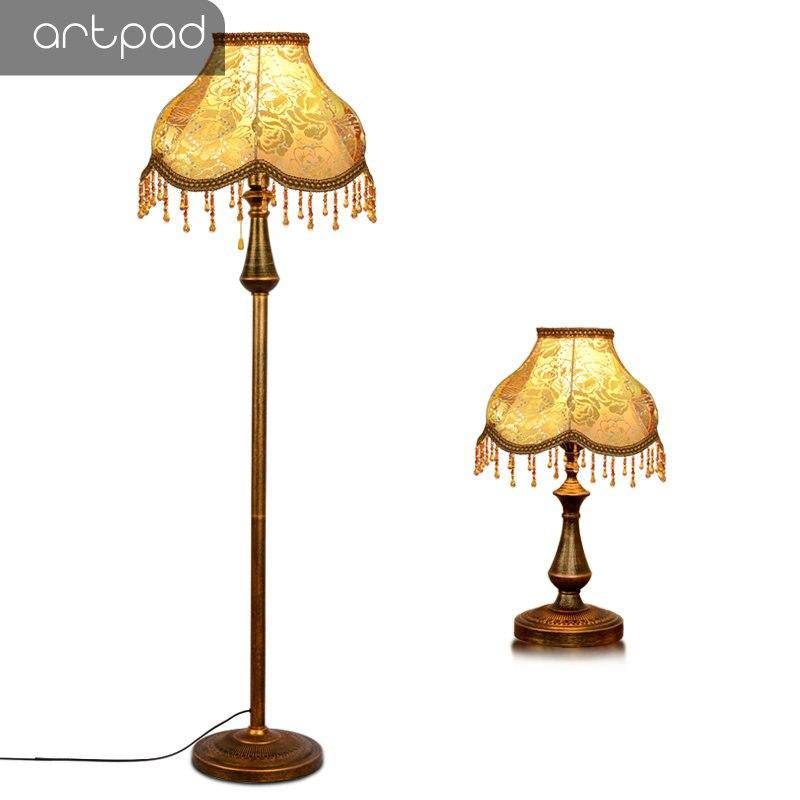 Floor lamp LED lampshade fabric on stand