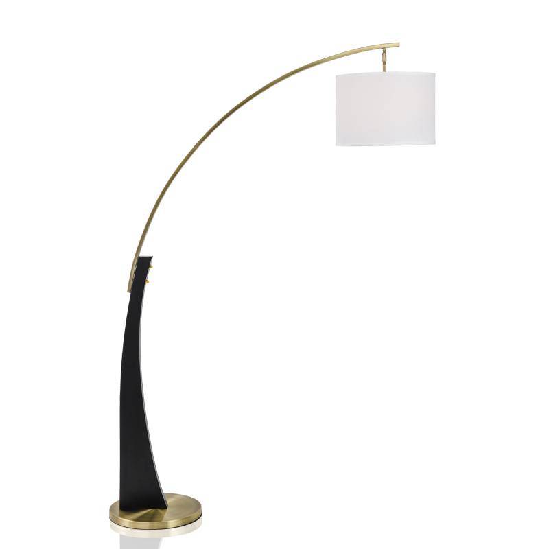 Lámpara de pie LED design oro redondeado y pantalla Foyer