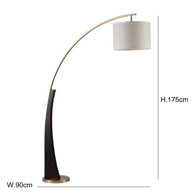 Floor lamp LED design gold rounded and lampshade Foyer