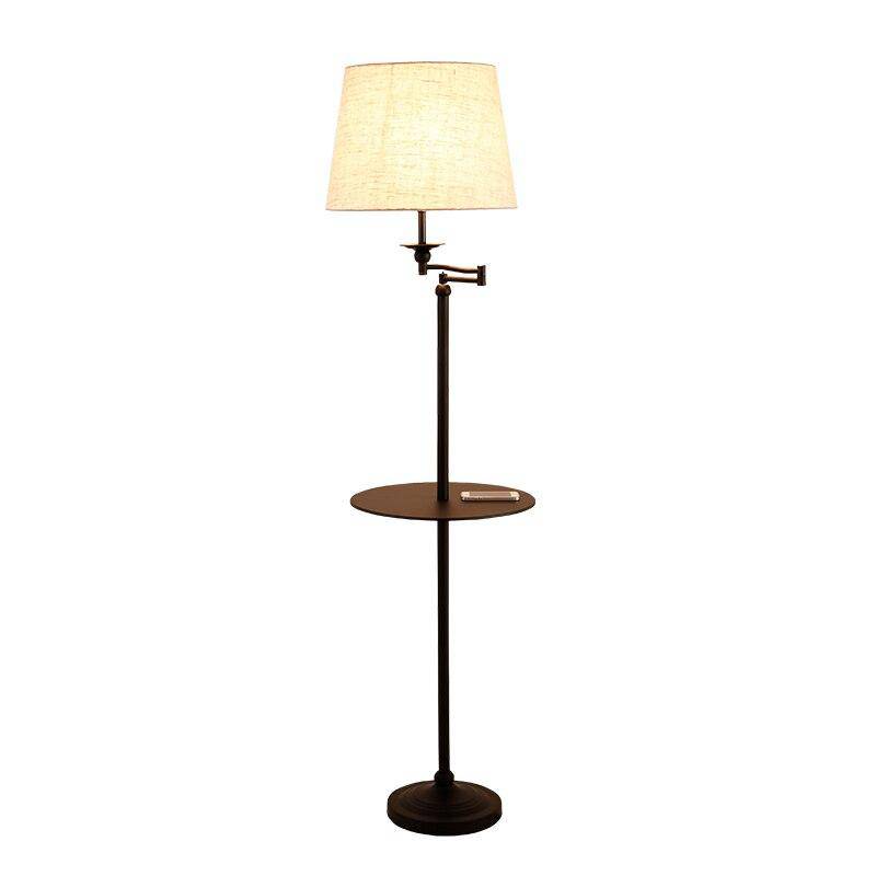 Floor lamp with table and lampshade in Vertical fabric