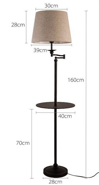 Floor lamp with table and lampshade in Vertical fabric