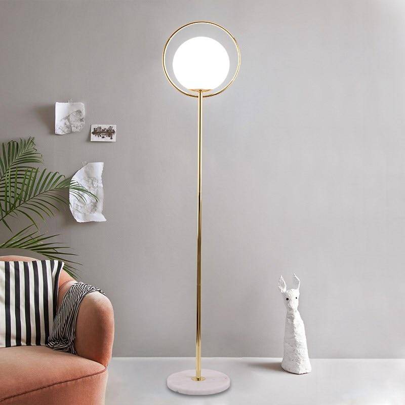 Floor lamp LED gold with glass ball