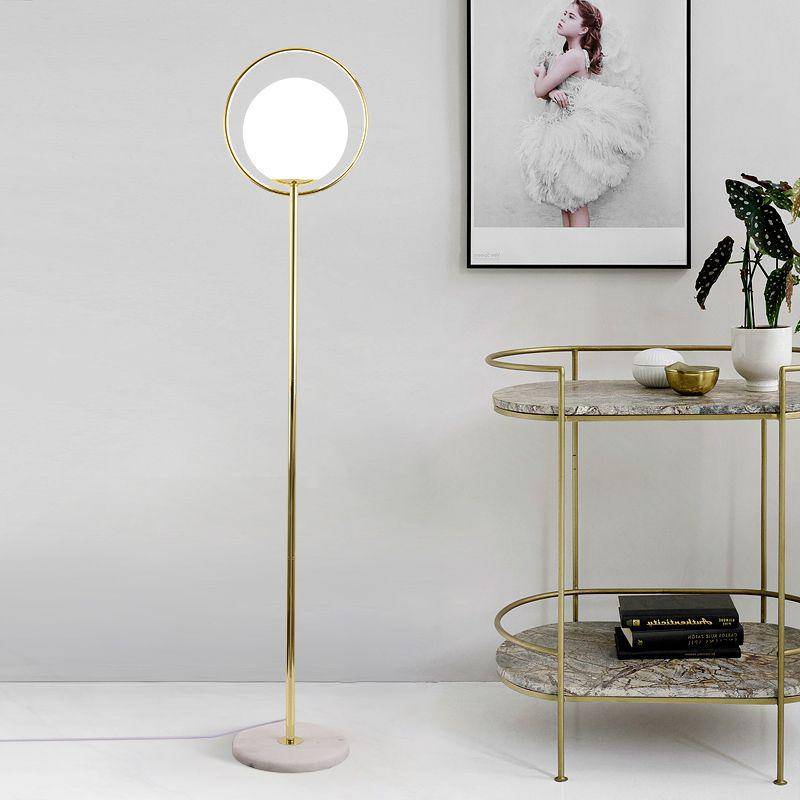 Floor lamp LED gold with glass ball