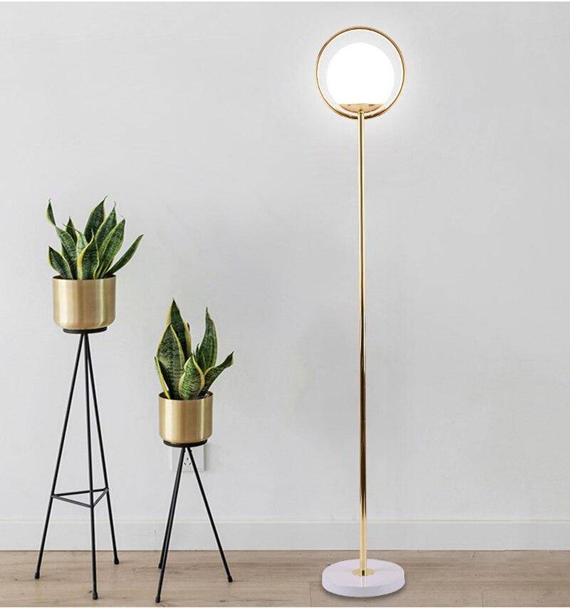 Floor lamp LED gold with glass ball