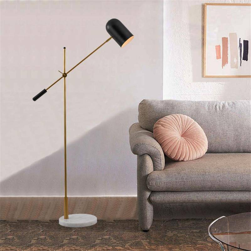 Lampadaire moderne LED ajustable doré et base marbrée