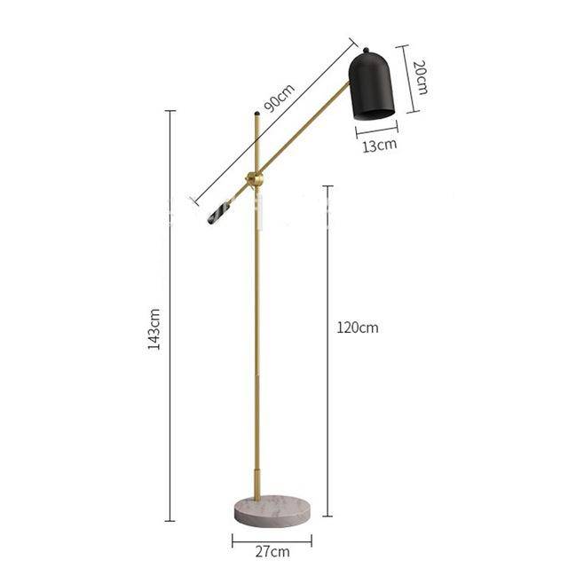 Moderna lámpara de pie LED regulable en oro con base jaspeada