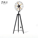 Lampadaire tripode style industriel avec 5 lampes dans cage