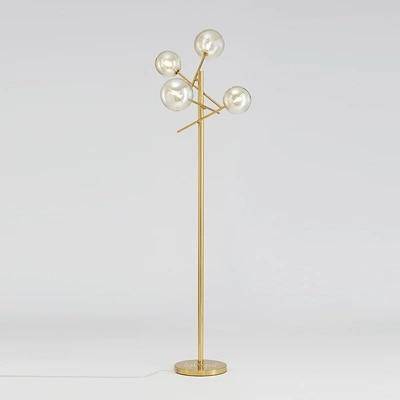 Lampadaire design LED doré avec branches et boules de verre Rotated