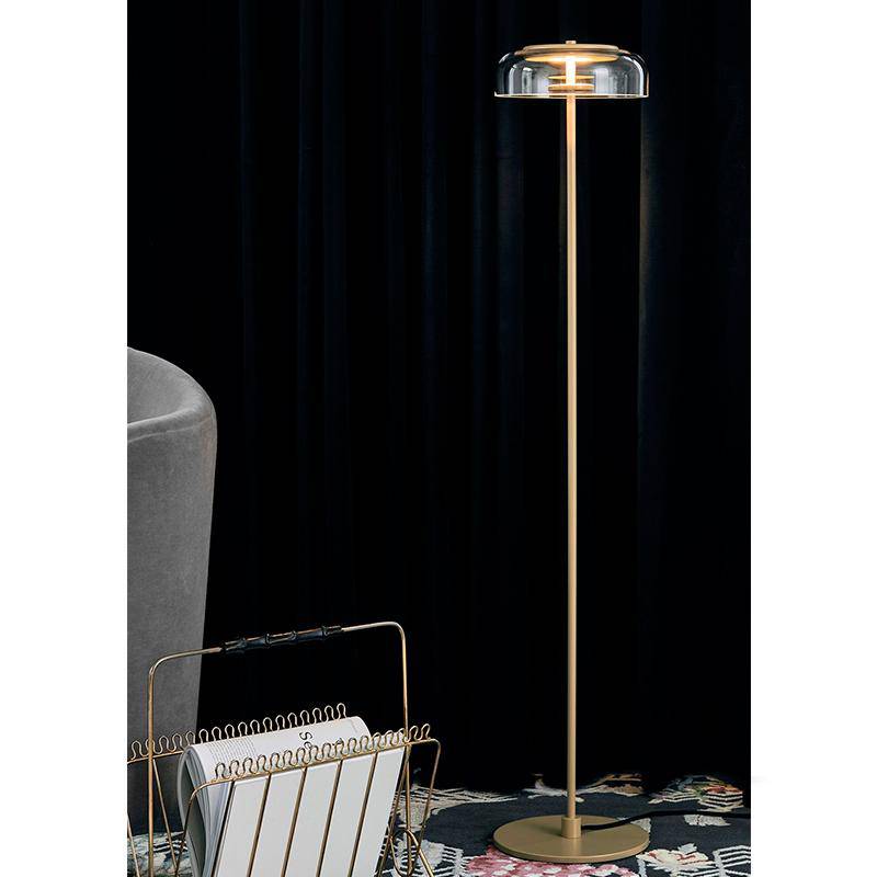 Floor lamp gold with lampshade rounded glass