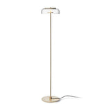 Lampadaire doré avec abat-jour en verre arrondi