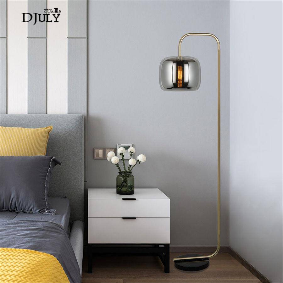 Lampadaire design avec boule en verre fumé Stone - vue 3 sur 5