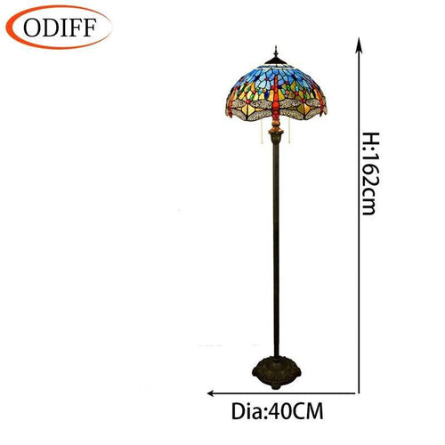 Lampadaire tiffany avec abat-jour en verre vitrail multicolore