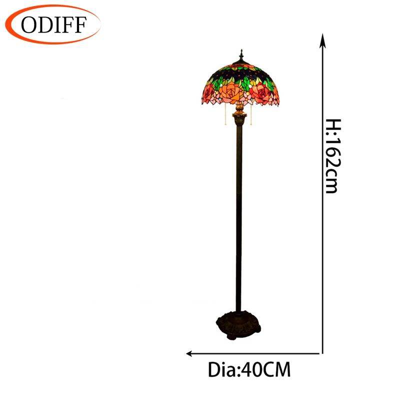 Lampadaire tiffany avec abat-jour en verre vitrail vert Glaze - vue 6 sur 5