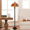 Lampadaire tiffany avec abat-jour en verre vitrail rouge et vert
