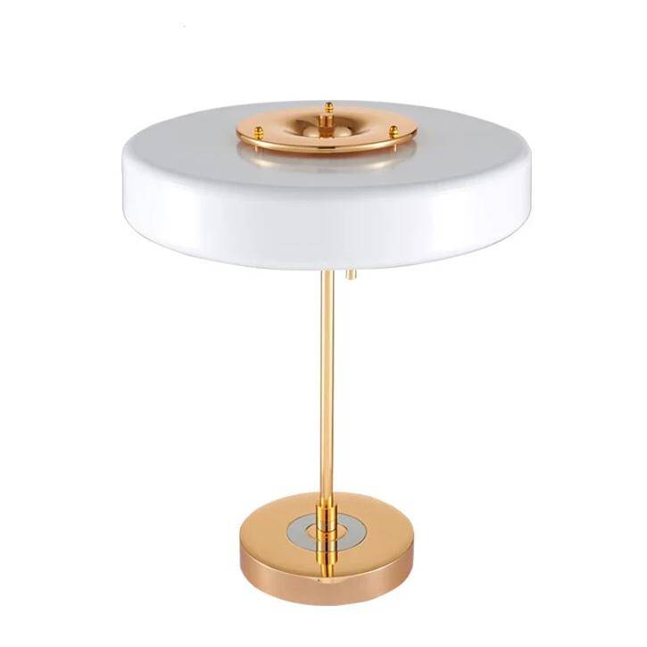 Gold bedside lamp with lampshade in white glass Drawing