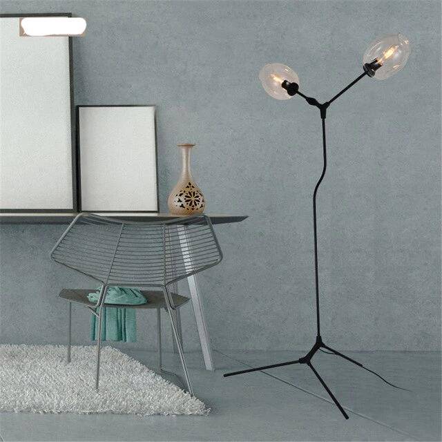 Floor lamp design with two Hallway glass balls