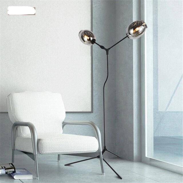 Floor lamp design with two Hallway glass balls