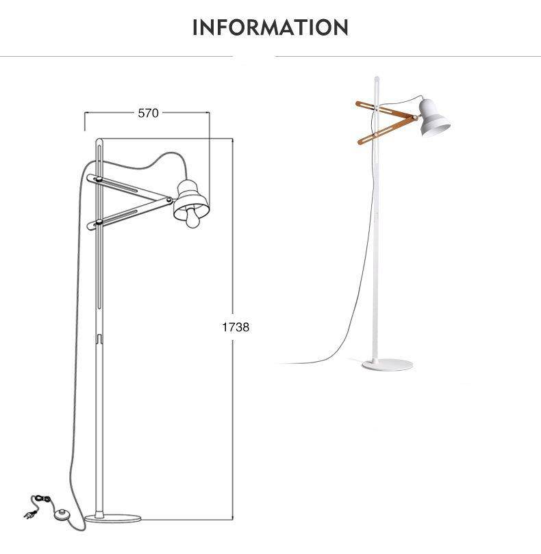 Lampadaire design ajustable avec deux épingles en bois Personality - vue 3 sur 11