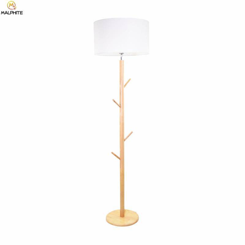 Lampadaire avec abat-jour en tissu et pied en bois à branches - vue 6 sur 6