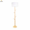 Lampadaire avec abat-jour en tissu et pied en bois à branches