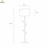 Lampadaire avec abat-jour en tissu et pied en bois à branches