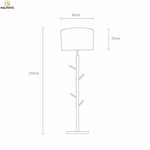 Lampadaire avec abat-jour en tissu et pied en bois à branches