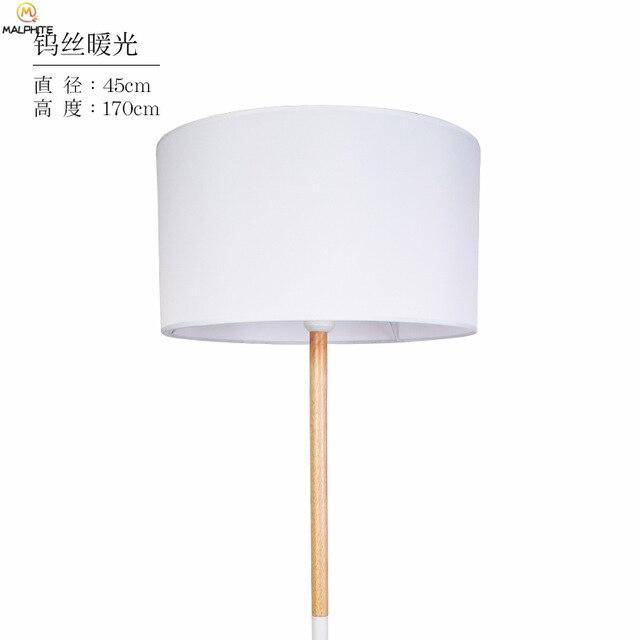 Floor lamp with lampshade fabric and wooden base