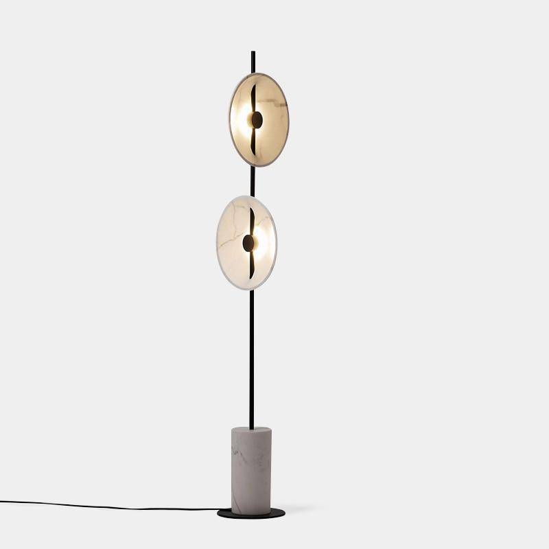 Floor lamp LED design with Tripot marble rounds and base