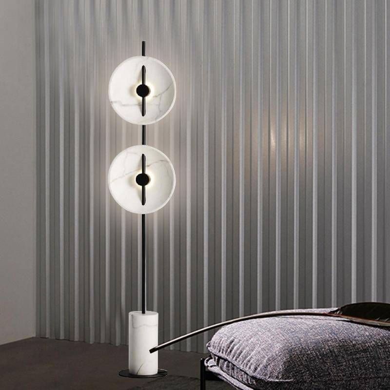 Floor lamp LED design with Tripot marble rounds and base