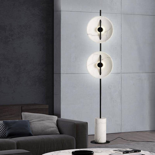 Floor lamp LED design with Tripot marble rounds and base