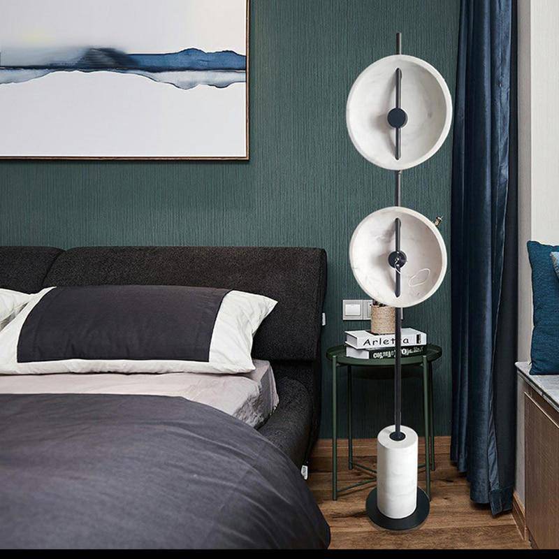 Lampadaire design à LED avec ronds et base en marbre Tripot - vue 6 sur 7