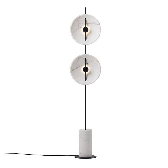 Floor lamp LED design with Tripot marble rounds and base