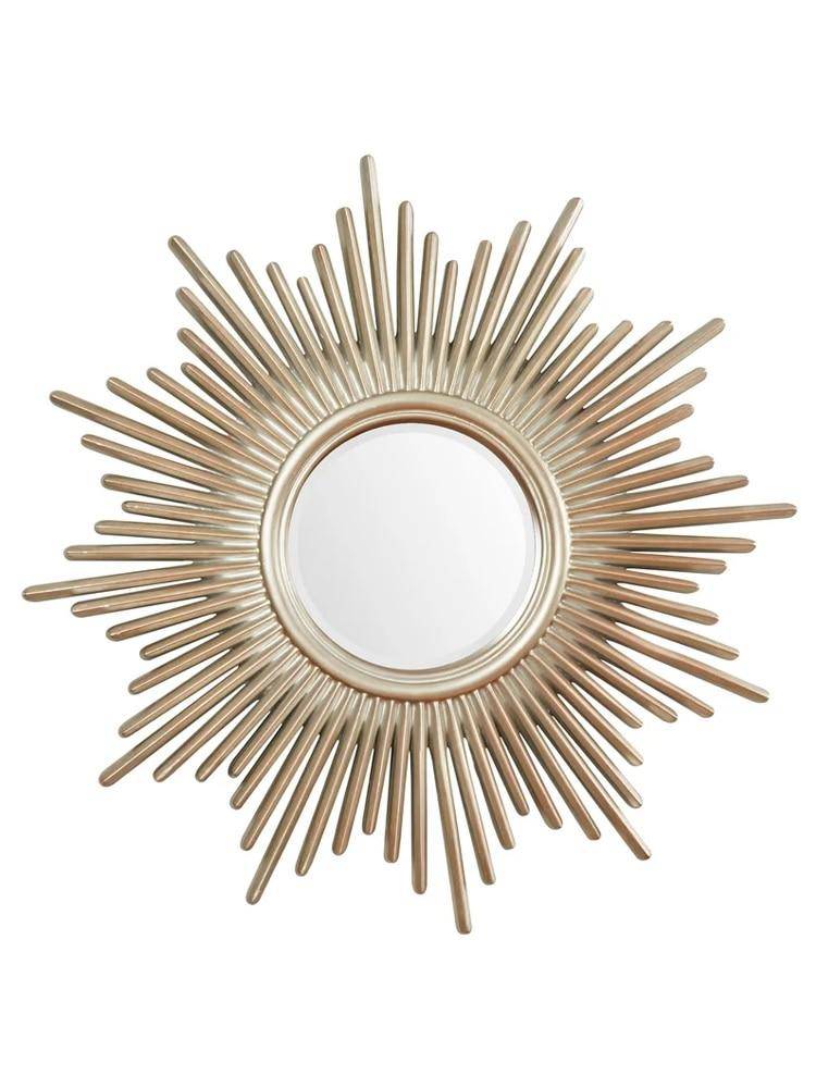 Sunburt round wooden sunburst wall mirror