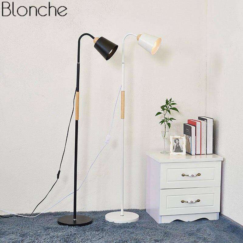 Floor lamp modern LED metal and wood decor