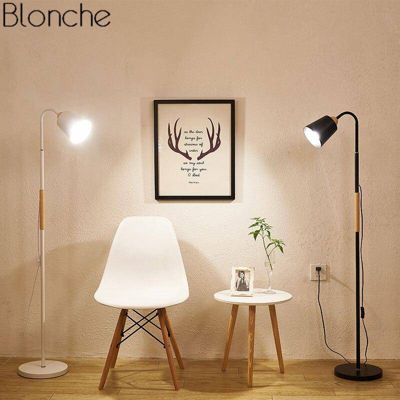 Floor lamp modern LED metal and wood decor